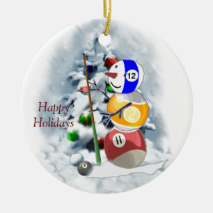 Décoration En Céramique Billard Ball Snowman Noël