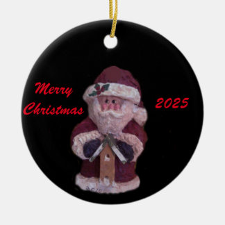 DÉCORATION EN CÉRAMIQUE BIRDHOUSE PÈRE NOËL 2025 MERRY CHRISTMAS