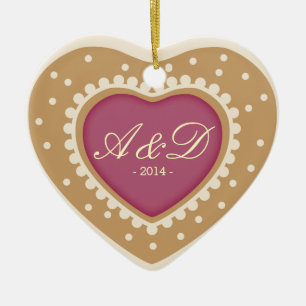 Décoration En Céramique Biscuit de sucre de coeur de monogramme