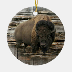 Décoration En Céramique Bison de bois