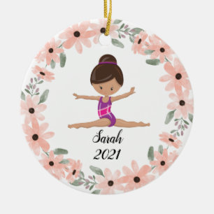 Décoration En Céramique Black Haired Gymnast Girl Gymnastique Cer de Noël