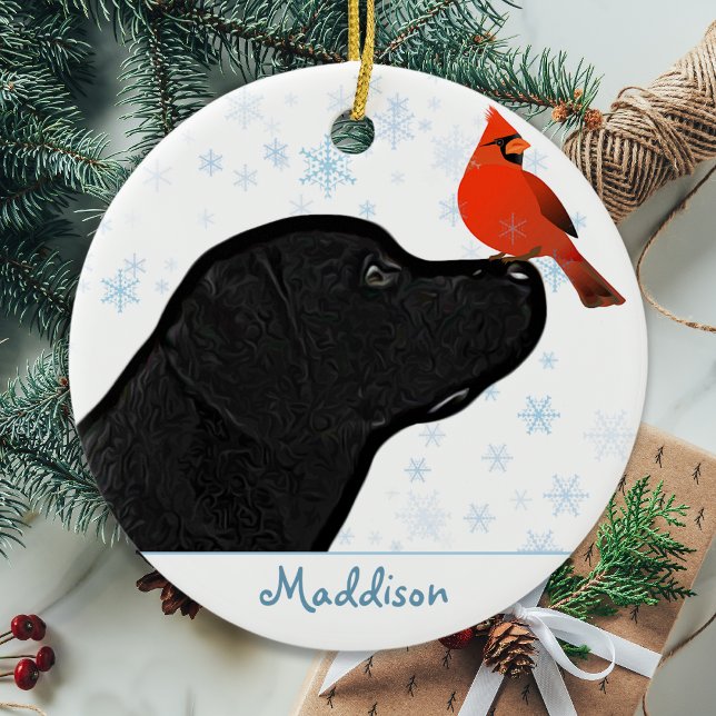 Décoration En Céramique Black Lab Cardinal de Noël - adorable chien du Lab (Créateur téléchargé)