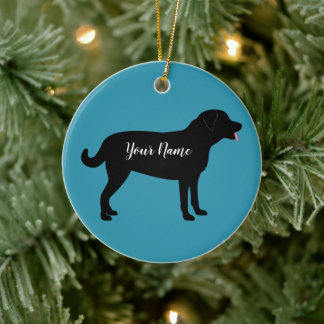 Décoration En Céramique Black Lab Chien Silhouette Nom personnalisé