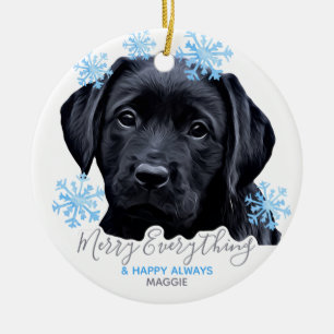 Décoration En Céramique Black Labrador Christmas - Joli Black Lab à chiot