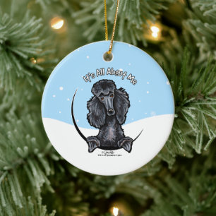 Décoration En Céramique Black Standard Poodle IAAM Noël