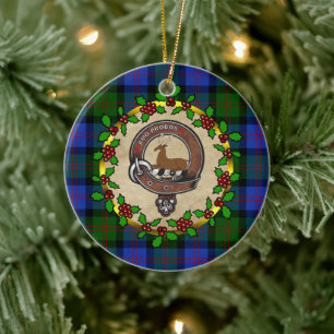 Décoration En Céramique Blair Clan Badge & Tartan Personnalisé Noël