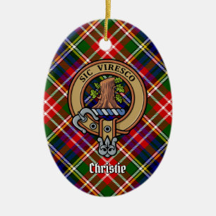 Décoration En Céramique Blason de Clan Christie sur tartan