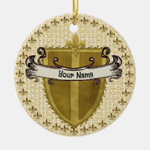 Décoration En Céramique Blason de famille Fleur Nom de famille