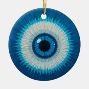 Décoration En Céramique Bleu Artistique mal conception oeil