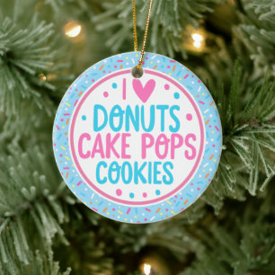 Décoration En Céramique Bleu Frosting et arroses I Love Donuts Cake Pop