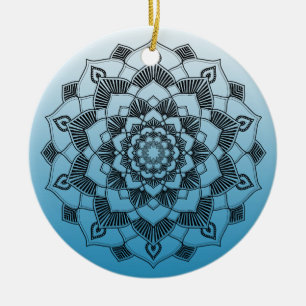 Décoration En Céramique Bleu Mandala Abstrait Beau Noël