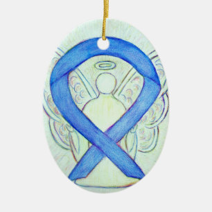 Décoration En Céramique Bleu Rivière Sensibilisation Ruban Angel Pendentif