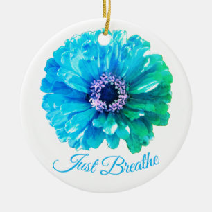 Décoration En Céramique Bleu Turquoise bleu rétro floral