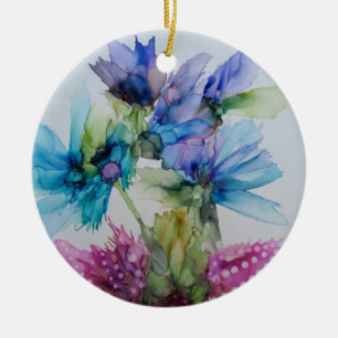 Décoration En Céramique Bleu violet rose vert rose Art Floral