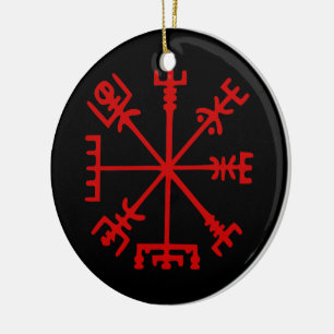 Décoration En Céramique Blood Red Vegvísir (Viking Compass)