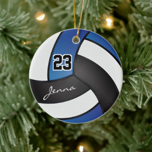 Décoration En Céramique Blue, Black and White Volleyball