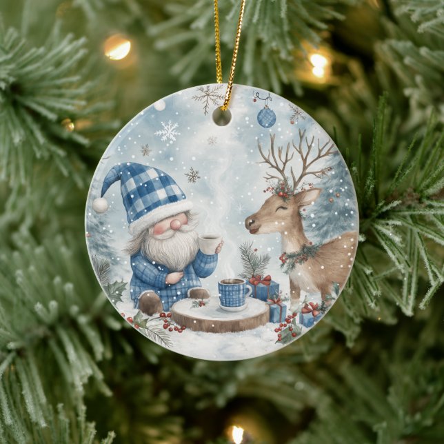 Décoration En Céramique Blue Christmas Gnome  (Arbre)