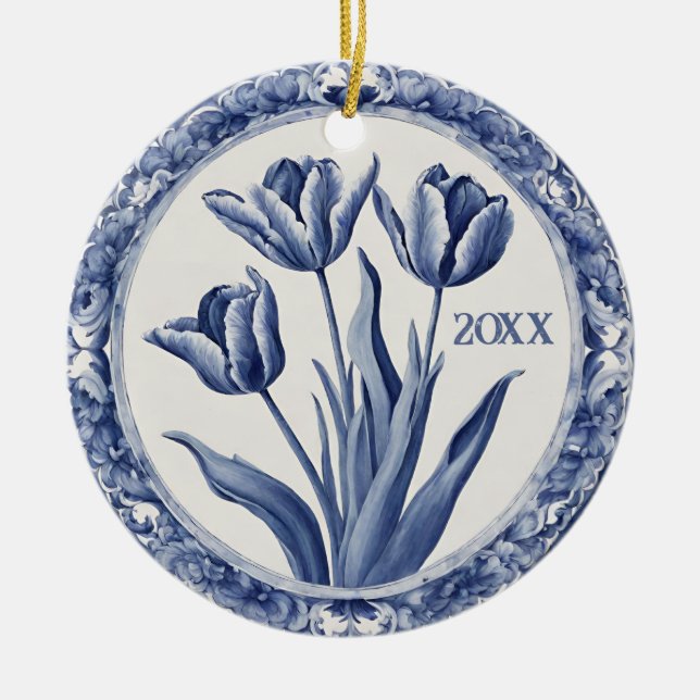 Décoration En Céramique Blue Delft Holland Custom Year Souvenir (Devant)