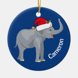 Décoration En Céramique Blue Elephant mignon Monogramme Noël