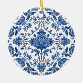 Décoration En Céramique Blue Floral Chinoiserie White Watercolor
