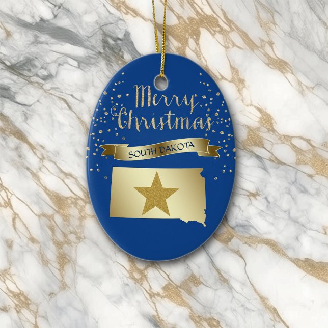 Décoration En Céramique Blue Gold South Dakota Star (Créateur téléchargé)