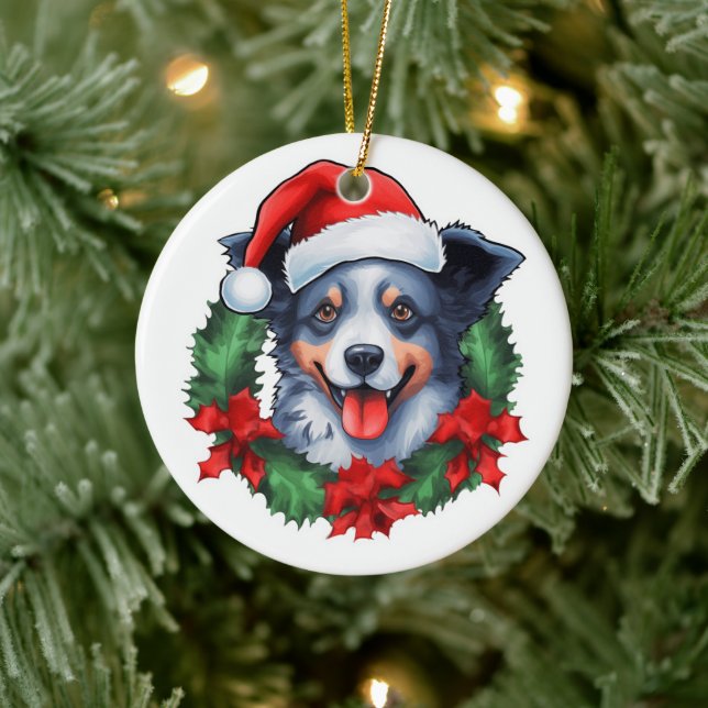 Décoration En Céramique Blue Heeler Christmas Wreath (Arbre)
