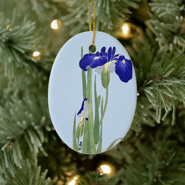 Décoration En Céramique Blue Irises par Ohara Koson (Arbre)