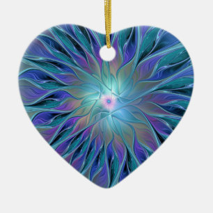 Décoration En Céramique Blue Purple Flower Dream Abstrait Fractal Art