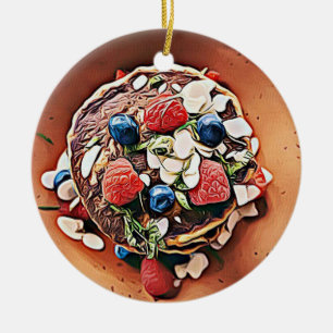 Décoration En Céramique Blueberry Pancakes Funky Gag Alimentation Noël