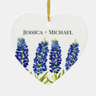 Décoration En Céramique Bluebonnets Texas State Flowers Mariage d'aquarell