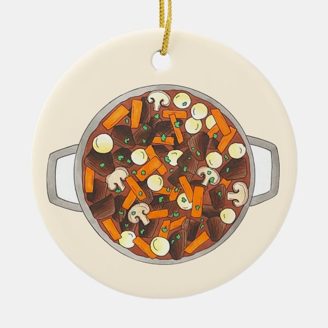 Décoration En Céramique Boeuf Bourguignon Burgundy Stew Français (Devant)