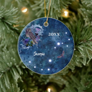 Décoration En Céramique Boho bleu Zodiac Scorpio Constellation