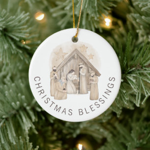 Décoration En Céramique Boho Nativité Stable Scène Noël Bénédictions