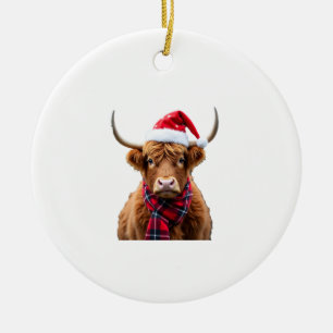 Décoration En Céramique Boho Noël Vache des Highlands T-Shirt (2)