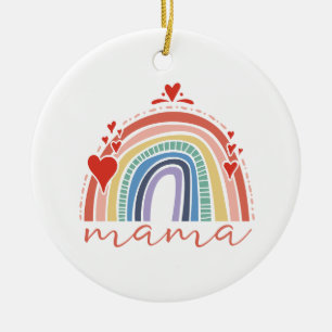Décoration En Céramique Boho Rainbow Love Hearts Mama