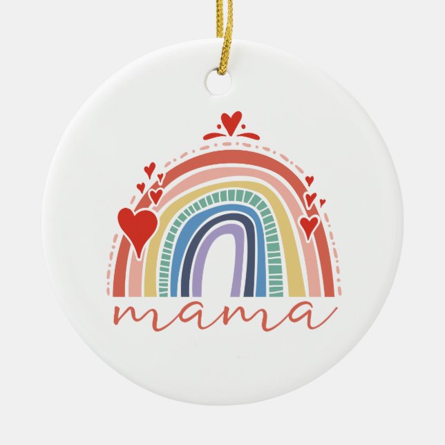Décoration En Céramique Boho Rainbow Love Hearts Mama (Devant)