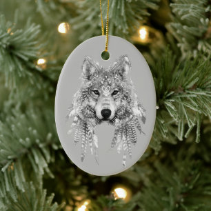 Décoration En Céramique Boho Wolf personnalisable