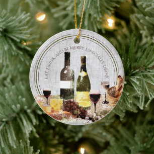 Décoration En Céramique Boire à manger être joyeux surtout vin Noël