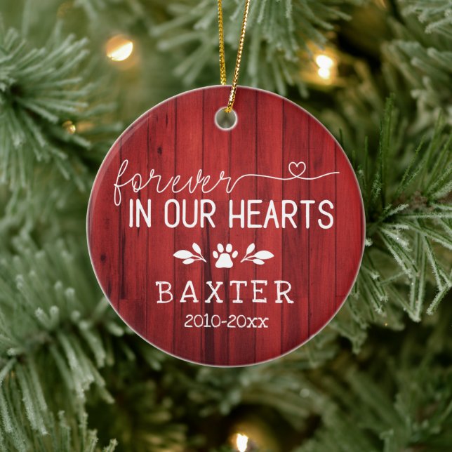 Décoration En Céramique Bois Rouge Rustique Pour Toujours Dans Notre Coeur (Arbre)