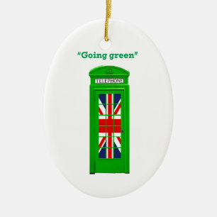 Décoration En Céramique Boîte téléphonique londonienne "Go green"