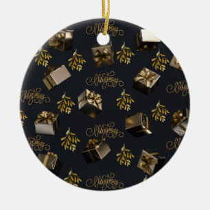 Décoration En Céramique Boîtes Cadeaux De Noël Gold Et Black Joyeux Design