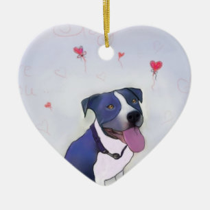 Décoration En Céramique Bon chien de mine bleue