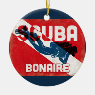 Décoration En Céramique Bonaire Scuba Diver - Blue Retro