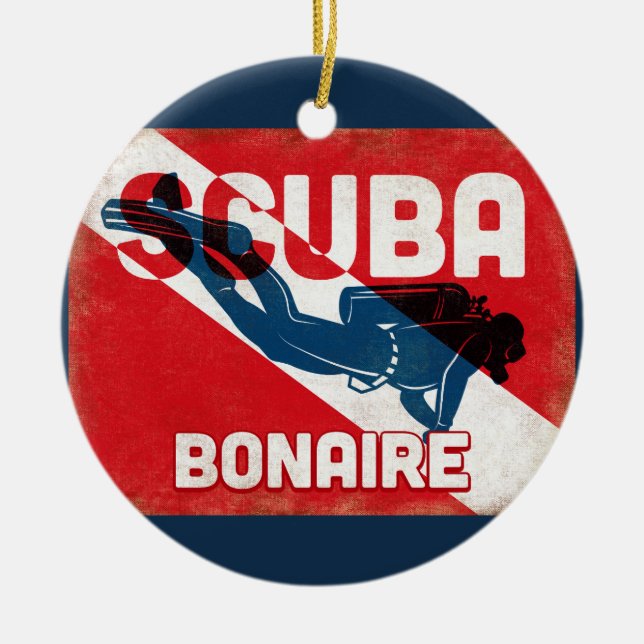 Décoration En Céramique Bonaire Scuba Diver - Blue Retro (Devant)