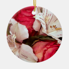 Décoration En Céramique Bonheur floral rouge et blanc
