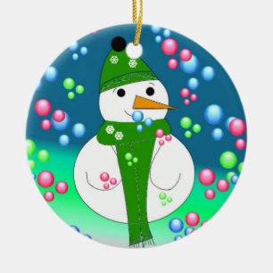 Décoration En Céramique Bonhomme de neige à bulles flottantes