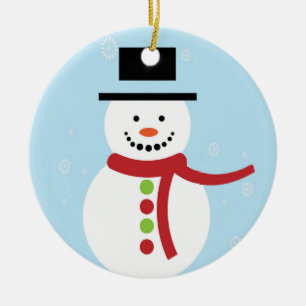 Décoration En Céramique bonhomme de neige de Noël en bleu
