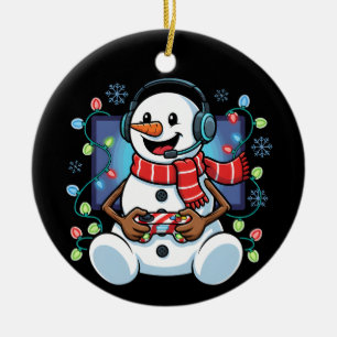 Décoration En Céramique Bonhomme de neige gamer enneigé