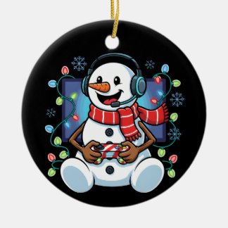 Décoration En Céramique Bonhomme de neige gamer enneigé