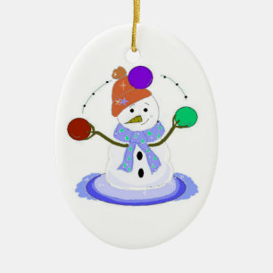 Décoration En Céramique Bonhomme de neige jongleur